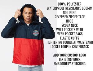 Veste coupe-vent à capuche pour homme, color-block, légère, en polyester, manches longues, fermeture éclair sur le devant, décontractée, streetwear d'hiver - Product Image 5