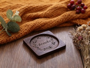 Wholesale ILAHI's Eco-Friendly Brown Square Wooden Coaster Classic Design Tabletop <b>Protective</b> Accessory Customizable Size Home - Product Image 4