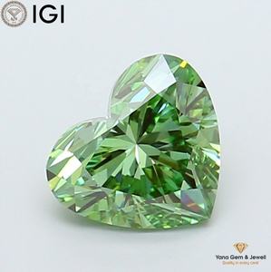 Diamante Cultivado en Laboratorio CVD de Color Verde Intenso, Claridad VS1, con Certificado IGI, Corte Corazón de 1.50 Quilates para Joyería de Diseño - Product Image 1