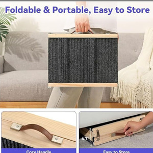 Wooden Foldable Pet Ramp With Non-Slip Gray <b>Carpet</b> For Cats Indoor Use Adjustable Wooden <b>Dog</b> Ramp - Product Image 3