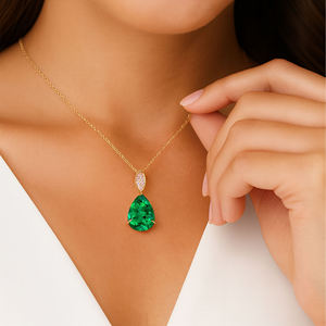 Gold Plated Lab Grown Diamond <b>Emerald</b> Cut Halo <b>Pendant</b> Necklace IGI Certified Luxury Minimalist Jewelry Gift for Women Charm - Product Image 4