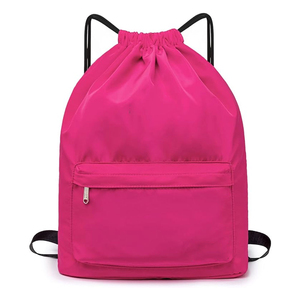 Sac à dos à cordon personnalisé avec logo, poche zippée, imperméable, sac de sport léger, sac à cordon en polyester - Product Image 1