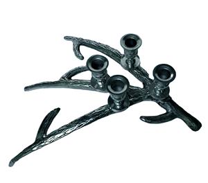 Bougeoir de mariage fait main en aluminium argenté Antler - Product Image 1