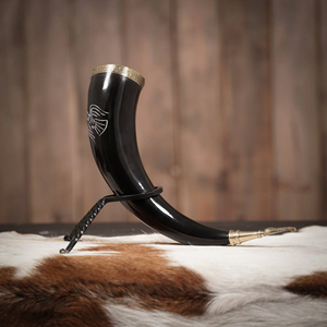 Latest Drinking Horns Best Quality Viking Raven Crow Buffalo Horn Handmade Eco-Friendly Pagan Norse Enactment Vikings Carved - Product Image 6