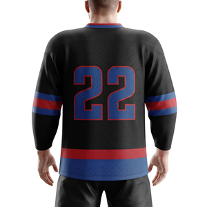 Men Ice Hockey Jersey Manufacturer Full Print Men’s Hockey Team Sportswear Jerseys Full Sleeve Men V-Neck Ice Jersey - Product Image 2