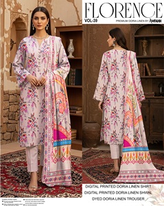 Vestido de lino estampado de alta calidad para mujer, colección 2026 de marca pakistaní, ropa de estilo islámico para damas. - Product Image 4