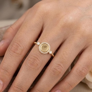 925 Sterling Silver 6mm Round Bezel <b>Ring</b> with Zircon Setting Blank Keepsake <b>Ring</b> for Resin Ashes & Breastmilk Jewelry - Product Image 1