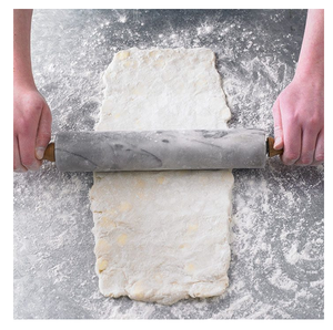 Polished Marble <b>Rolling</b> <b>Pin</b> with Wooden Base Non-Stick Heavy Duty Roll <b>Pin</b> Perfect Quality At Under Your Budget - Product Image 1