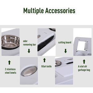 Tavolo da Campeggio con Lavello e Rubinetto, Lavabo Quadrato in Acciaio Inox per Pulizia Pesce, Camera da Letto, Cucina, Esterno, Pieghevole, Pannello Elegante - Product Image 6