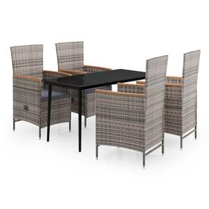 Juego de comedor de jardín de ratán PE gris y negro de 5 piezas - Product Image 2