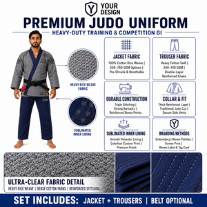 Kimono d'entraînement IBJJF en tissu doré pré-rétréci, léger, antibactérien, évacuant l'humidité, uniforme de Jiu-Jitsu brésilien, veste en coton - Product Image 6