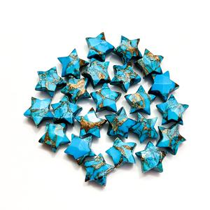 Cuivre naturel Turquoise forme d'étoile sculpté à la main breloques Turquoise pierre précieuse en vrac sculpture pour la fabrication de bijoux au prix de gros - Product Image 1