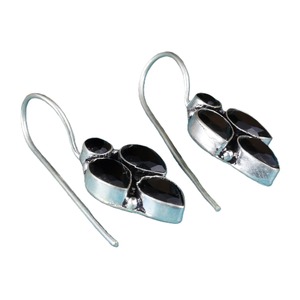 Pendientes de Ónix Negro Tribal en Forma de Gota de Agua |   Pendientes de Plata Antigua Estilo Boho Étnico para Fiesta, Joyería Artesanal para Mujer - Product Image 2