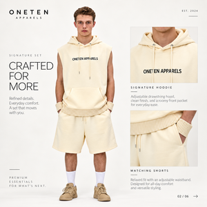 <b>Men</b> Solid French Terry Summer Casual Raw Hem Cut for Cut and Sew Boxy Baggy <b>Sleeveless</b> Athletic Cropped Hoodies - Product Image 2