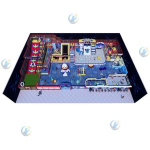 Équipement de terrain de jeu intérieur commercial, robuste, sur le thème de l'espace, avec toboggan arc-en-ciel, piscine à balles, trampoline, haute capacité (>500 kg) - Product Image 1