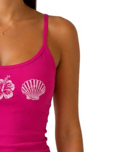 Hot Pink Women Spaghetti Strap <b>Crop</b> Tank <b>Top</b> Sleeveless Slim Fit Summer Casual Printed Camisole Fashion Soft Stretch Streetwear - Product Image 4