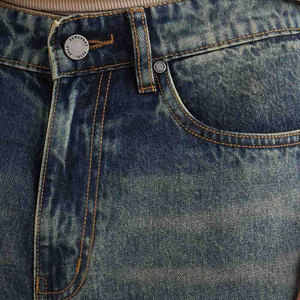 Shorts de Mezclilla para Hombre, Estilo Juvenil a la Moda, con Detalles Desgastados, Cierre con Cordón, Cintura Alta, Transpirables, 100% Algodón, Ecológicos - Product Image 6