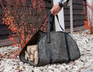 Sac de transport en cuir pour bûches de bois de chauffage, sac fourre-tout en cuir avec poignée pour camping, format OEM - Product Image 1