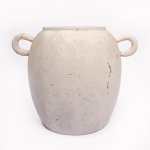 Vase en travertin fait main avec anneaux latéraux 10x9, vase en pierre naturelle, décoration rustique en marbre pour salon, entrée, bureau - Product Image 4