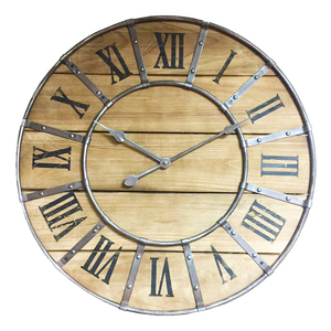 Antique Industrial Mechanical Design <b>Wall</b> <b>Clocks</b> Metal Wooden Combo for Living Room Home Office - Product Image 1