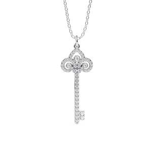 Pendentif en argent en forme de clé avec moissanite taille ronde, mignon, pour femme, idéal pour les fêtes - Product Image 3