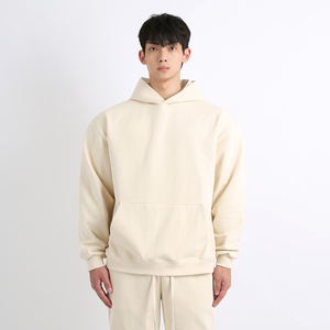 เสื้อฮู้ดโอเวอร์ไซส์ผู้ชาย ผ้าฟลีซสีเทาล้วน สวมใส่สบาย ทรงปกติ ผ้าถักบุผ้าฝ้าย น้ำหนัก 340 กรัม เหมาะสำหรับใส่ในฤดูหนาว - Product Image 2