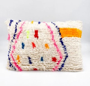 Handmade Hand Knotted Wool Moroccan Rug Pillow Cover | Berber Boho Decorative Cushion Cover for Sofa - Product Image 1