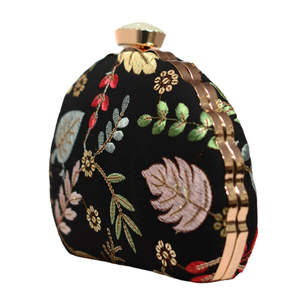 Bolso de Mano Elegante para Fiesta con Bordado Multicolor Negro, para Mujer, Ideal para Bodas y Eventos - Product Image 2