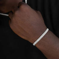 Bracelet de luxe pour femme en or 14 carats, chaîne maille cubaine Miami, serti de diamants de laboratoire pavés, style hip-hop glacé, fermoir maille gourmette IGI
