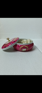 Elegant Pink Decorative Dry Fruit <b>Box</b> with Lid Handcrafted Serving Bowl for Snacks Mukhwas Candy Gift Hamper Festive Table - Product Image 2