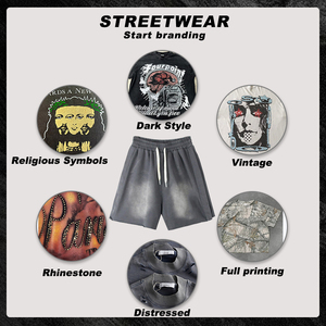 Shorts en coton rose tricoté uni avec cordon de serrage, logo frontal, style streetwear, écologique, respirant, décontracté, taille mi-haute pour homme - Product Image 6