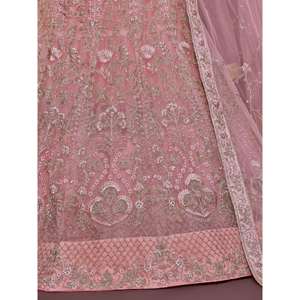 Ropa de boda de red suave bordada en rosa perla atractiva Lehenga Choli - Product Image 1