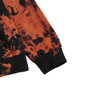 Conjunto Deportivo Unisex con Capucha, Estampado Tie Dye Naranja y Negro, Manga Larga, Corte Holgado, Ropa Urbana para Otoño, con Cierre de Cordón - Product Image 3