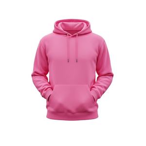 Sweat-shirt à capuche pour homme, rose uni, en molleton 100% coton, écologique, streetwear d'hiver, décontracté, coupe classique, avec poche, tricoté - Product Image 1