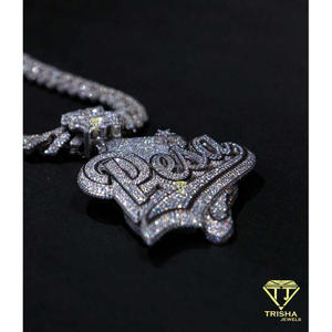 Luxury <b>Custom</b> Personalized <b>Name</b> Logo Moissanite GIA Certified Pendant <b>Necklace</b> Hip Hop Jewelry Gold Plated 925 Sterling Silver - Product Image 2