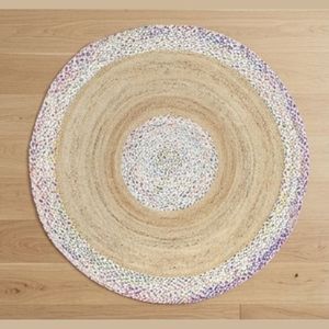 Handwoven <b>Round</b> Jute Rug Natural Braided Cotton Border Boho Rustic Floor <b>Carpet</b> Living Room Bedroom Home Decor Mat Sale - Product Image 1