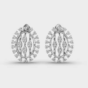 <b>Solid</b> 925 Sterling <b>Silver</b> Rhodium Brilliant Cut Diamond Stud <b>Earrings</b> | Classic Halo Design | IGI Certified Anniversary Gift - Product Image 1