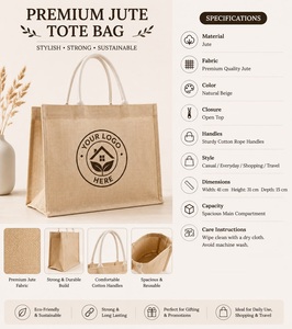 Bolsa de Compras de Yute Resistente en Oferta, con Interior Laminado, Reutilizable para Compras, Venta al por Menor y Uso Diario, Disponible para la Venta - Product Image 6