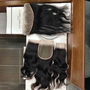 Dentelle frontale transparente 13X4 13X6 100% cheveux bruts raides ondulés pré-plumés cheveux raides fermeture en dentelle fine cheveux super complets - Product Image 1