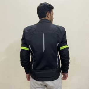 Chaqueta de Motocicleta Reflectante Negra para Hombre, Manga Larga, Resistente al Viento, para Todas las Estaciones, Ropa de Carreras - Product Image 2