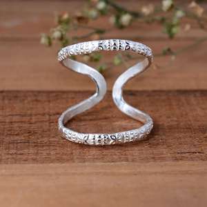 SHYAM JEWELRS Luxury Unisex 925 Sterling Silver Zig-Zag Splint <b>Ring</b> <b>Adjustable</b> Arthritis Joint Support - Product Image 1