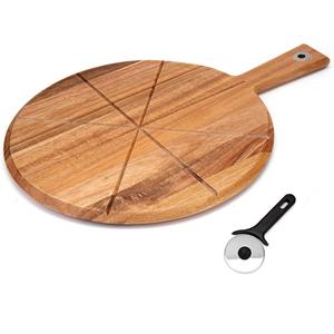 Tabla de cortar pizza redonda de bambú de alta calidad, tabla para servir pizza y tabla de picar para accesorios de cocina al mejor precio - Product Image 4