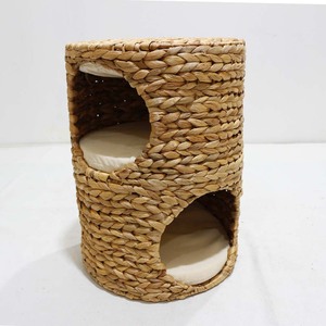 Cama Cueva para Gatos de 2 Niveles de Jacinto de Agua Natural con Cojines Lavables, Mueble Ecológico para Mascotas para Sala de Estar, para Todas las Estaciones - Product Image 1