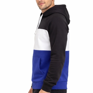 Sweat à capuche mi-lourd pour homme, coupe droite, en polaire, à blocs de couleur, manches raglan, couleur unie personnalisée, pour l'automne - Product Image 3