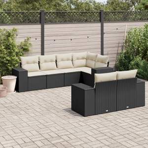 Cream White And Black <b>Rattan</b> Garden <b>Sofa</b> Set 6 Seater Outdoor Furniture Contemporary Design - Product Image 3