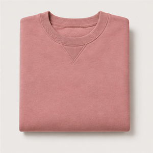 Customize Dusty Rose Mens Relaxed Hip Length Classic <b>Crewneck</b> With Small V Insert Pullover Sweatshirt MCRW-0025 - Product Image 3