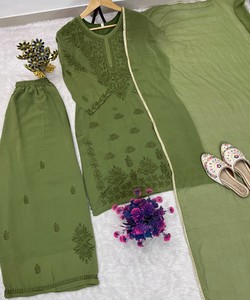 Green Salwar Kameez Women Traditional Ethnic Wear Georgette Party Wedding Dress <b>Floor</b>-Length Regular India Pakistan Style 84505 - Product Image 4