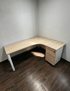 Modern <b>L</b>-<b>Shaped</b> <b>Office</b> <b>Desk</b> U Metal Legs 4D Pedestal Spacious Durable Chipboard Melamine Surface Commercial Home <b>Office</b> <b>Office</b> - Product Image 1