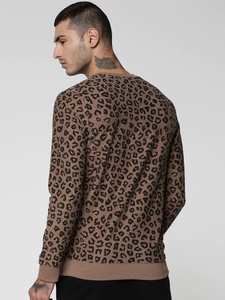 Sudadera de Cuello Redondo con Estampado de Leopardo para Hombre, Corte Regular, Logotipo Estampado, Informal, Tejida, 100% Algodón, para Otoño - Product Image 5