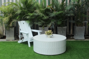 Modern Fox Eyes Pattern <b>Round</b> GFRC Concrete Coffee <b>Table</b> Lightweight Weather Resistant Outdoor <b>Patio</b> Furniture - Product Image 6